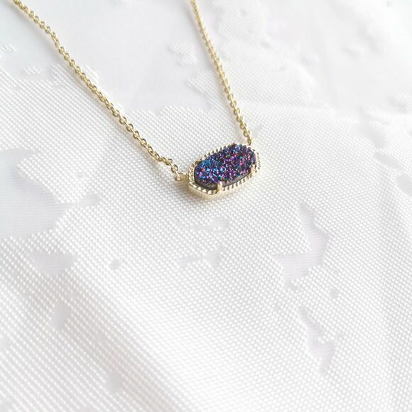 Kendra Scott Elisa Gold Necklace Multicolor Drusy - Picture 2 of 3